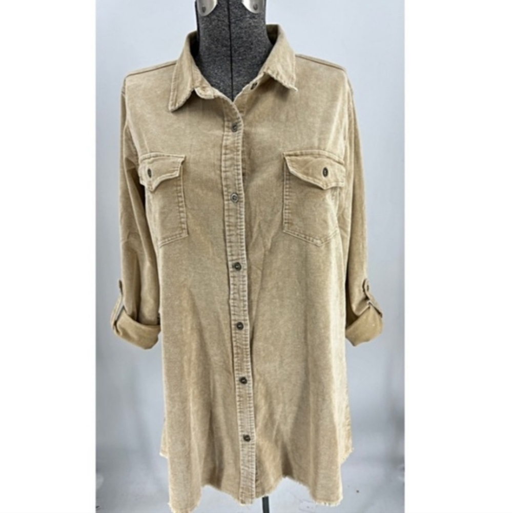 UMGEE Corduroy Tan Mid Thigh Dress with Pockets Size XL NWT